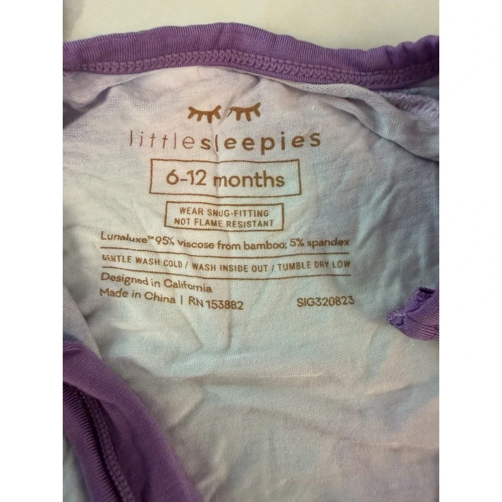 Little Sleepies Bamboo Zippy Baby Sleepers 6-12 Month Purple Swirl Lunaluxe